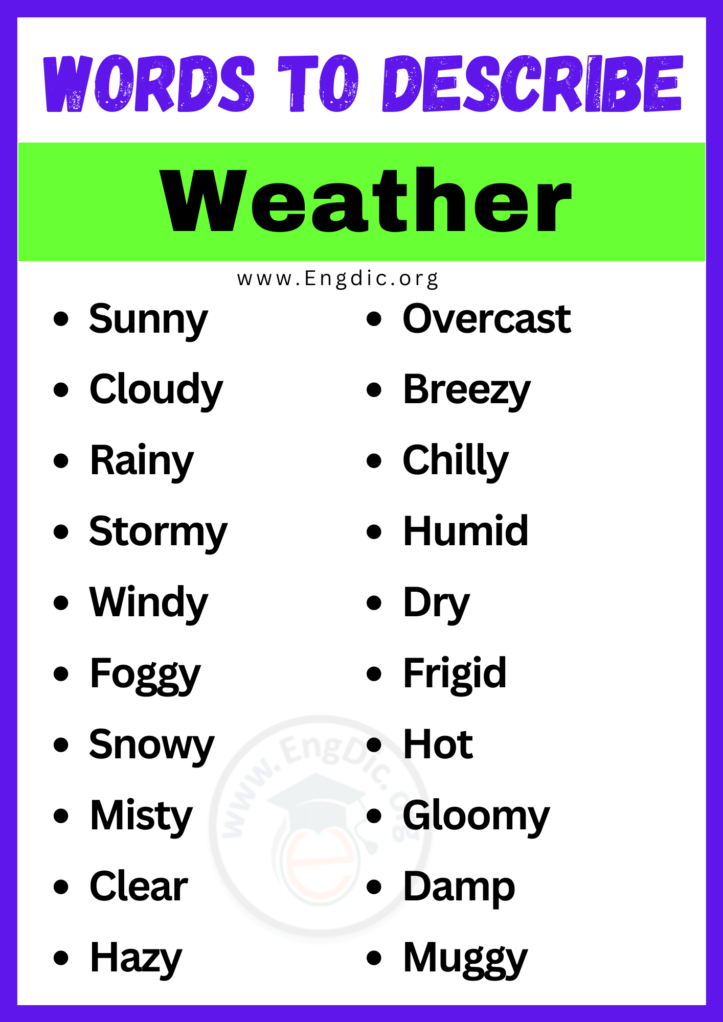 Words to Describe Weather