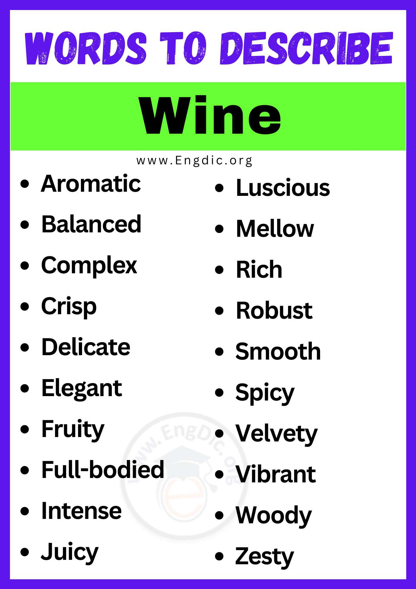 20+ Best Words to Describe Wine, Adjectives for Wine EngDic