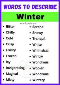 20+ Best Words to Describe Winter, Adjectives for Winter - EngDic