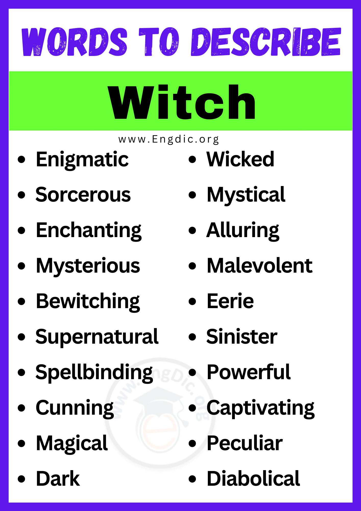 Words to Describe Witch