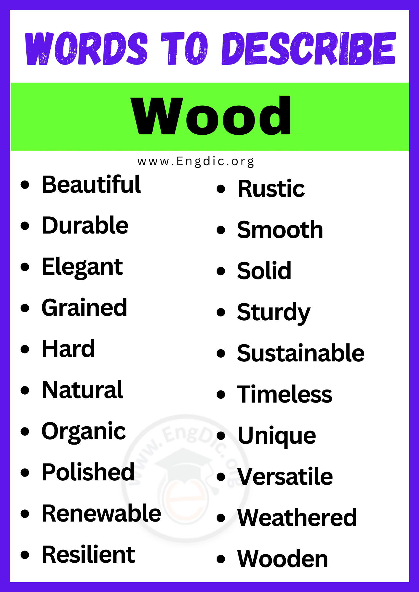 Words to Describe Wood