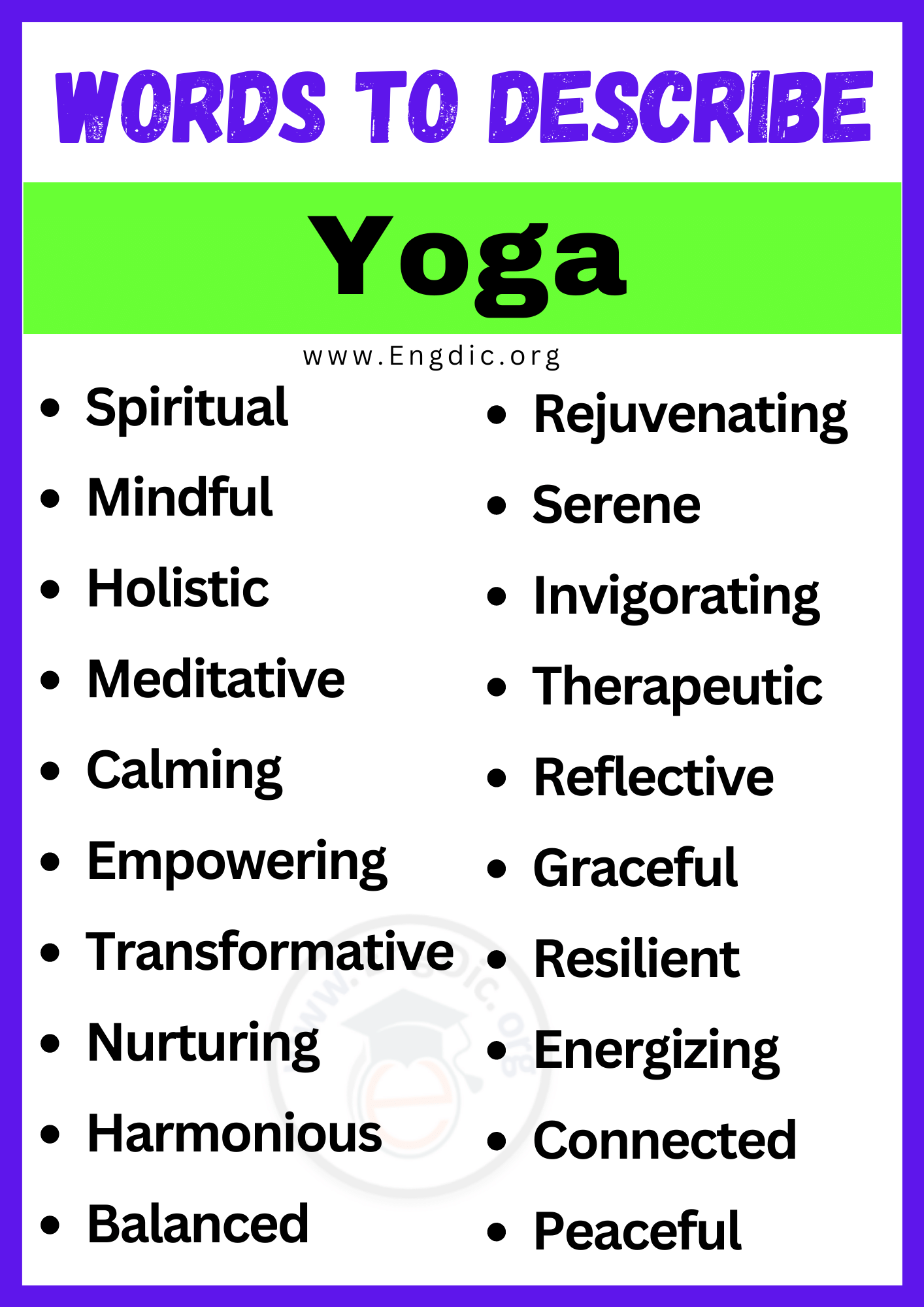 Words to Describe Yoga
