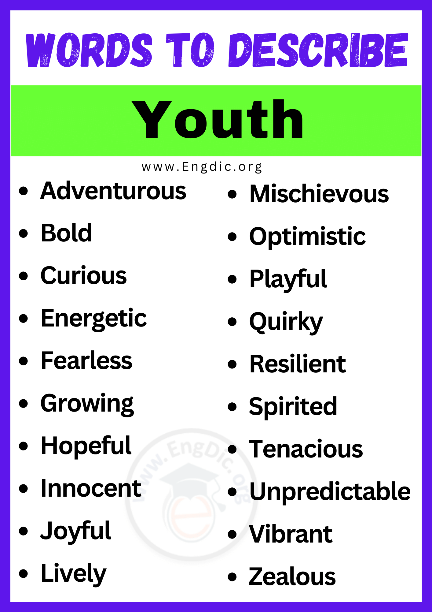 Words to Describe Youth