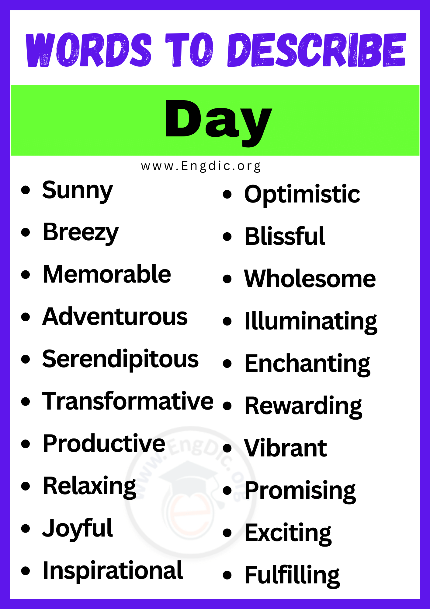 Words to Describe a Day