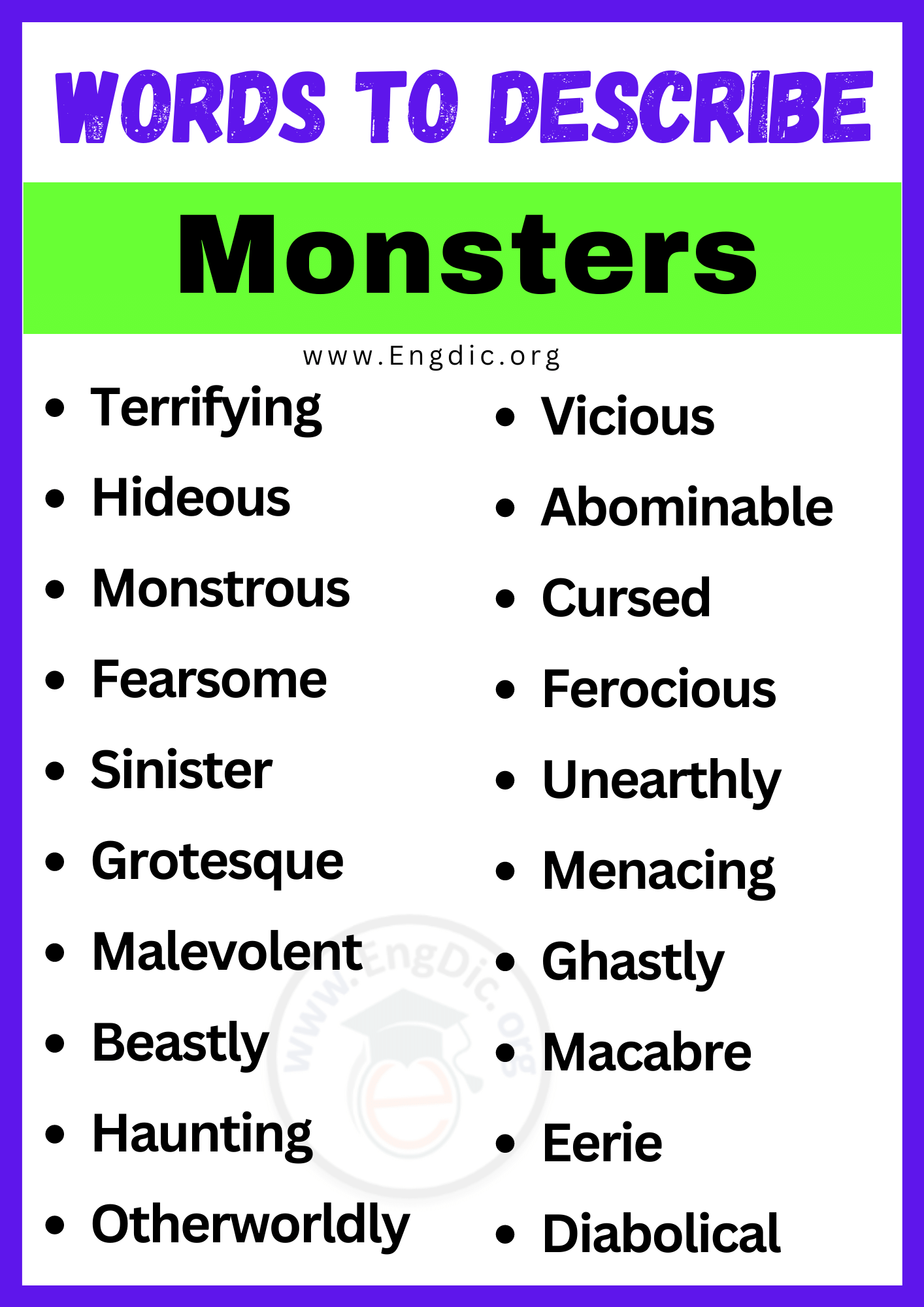 Words to Describe a Monsters