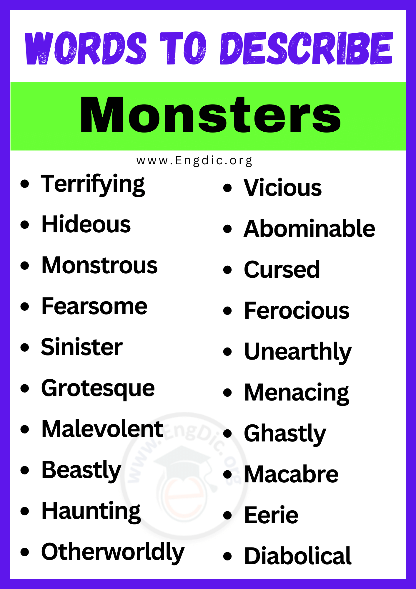 20 Best Words To Describe A Monsters Adjectives For Monsters EngDic