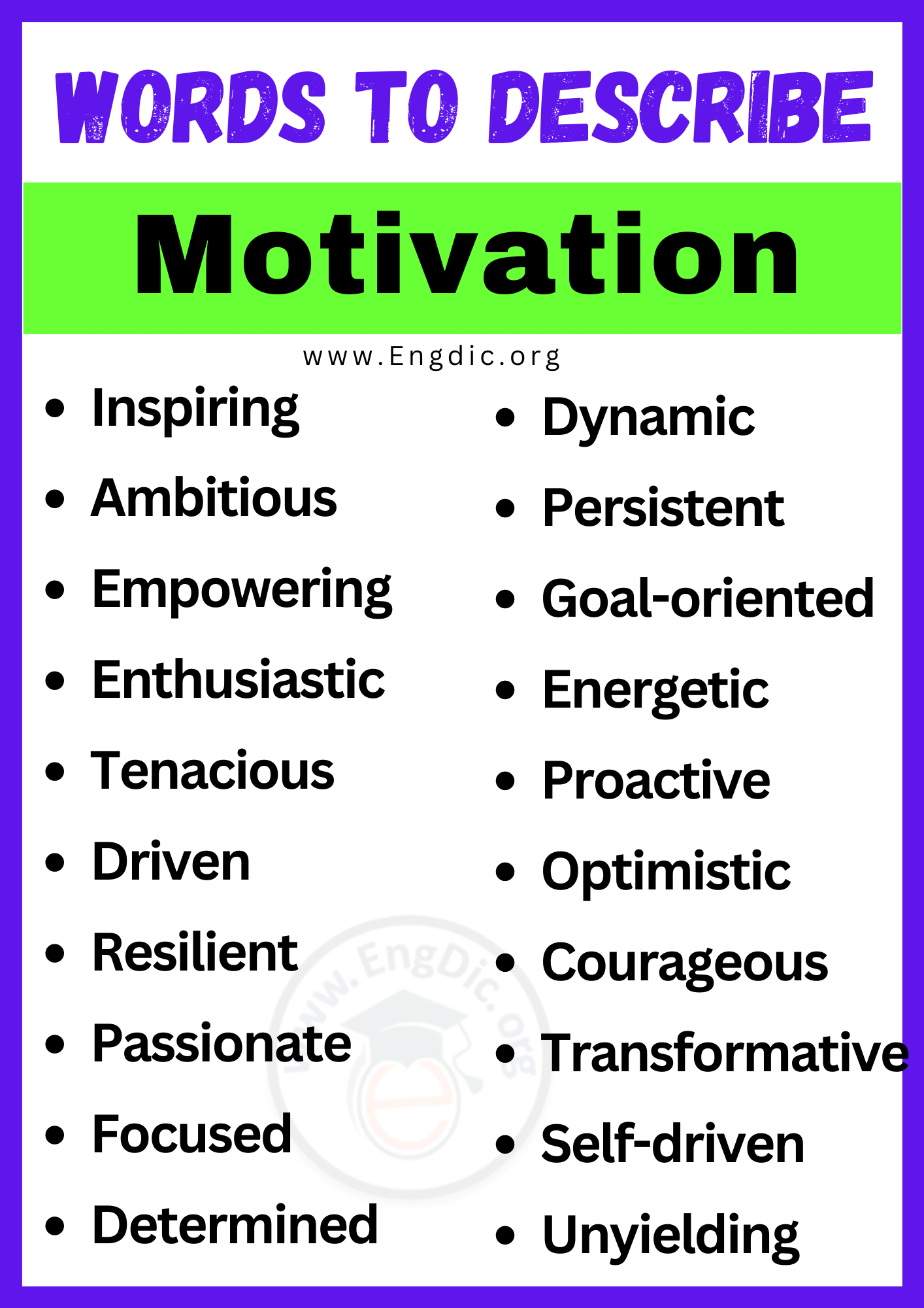 Words to Describe a Motivation