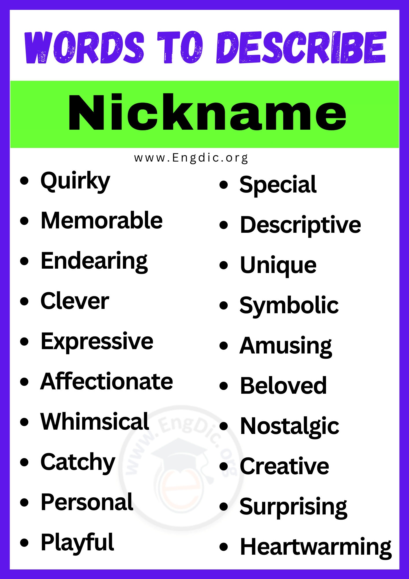 Words to Describe a Nickname