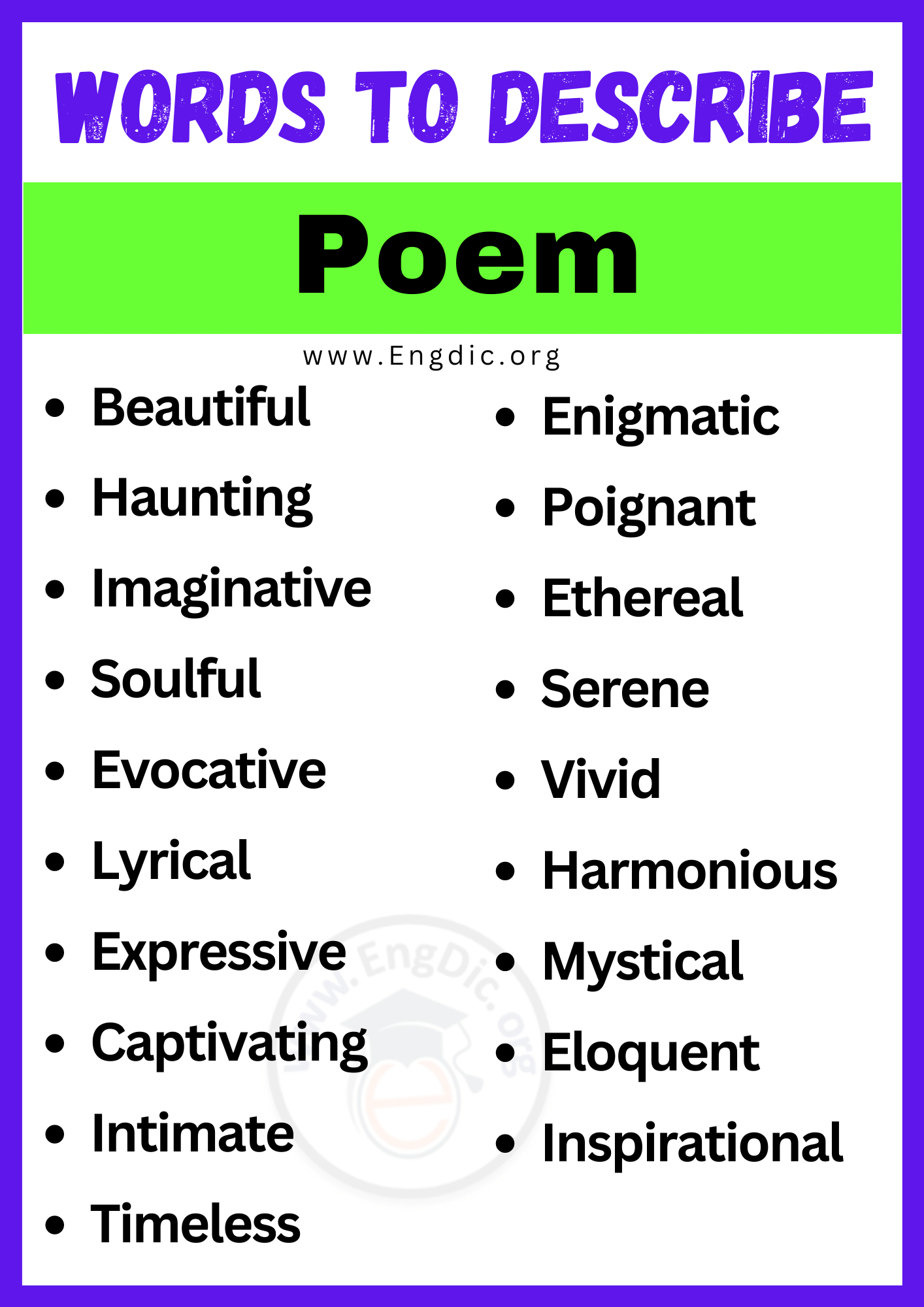 Words to Describe a Poem