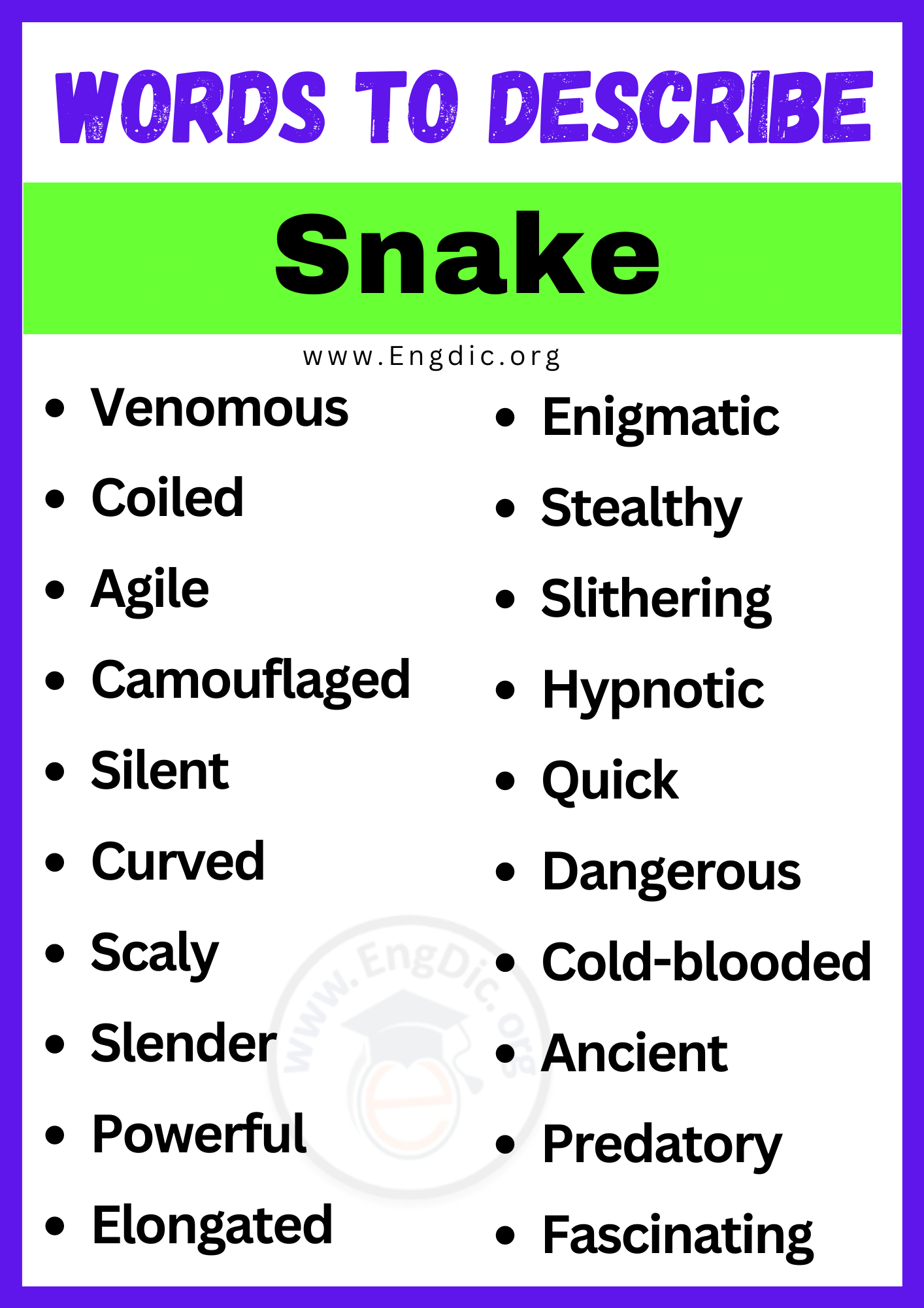 how to describe a snake in creative writing