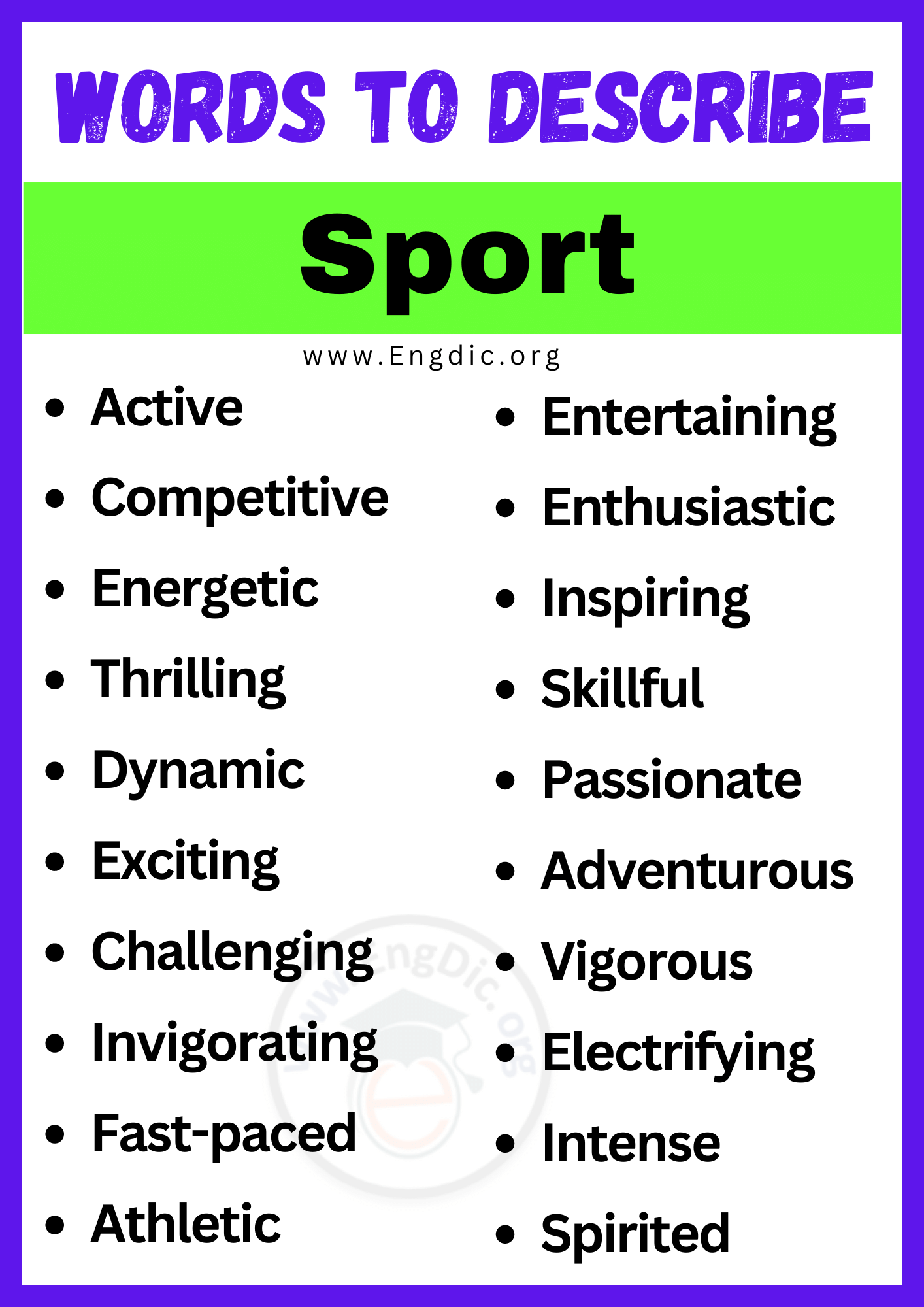 Words to Describe a Sport