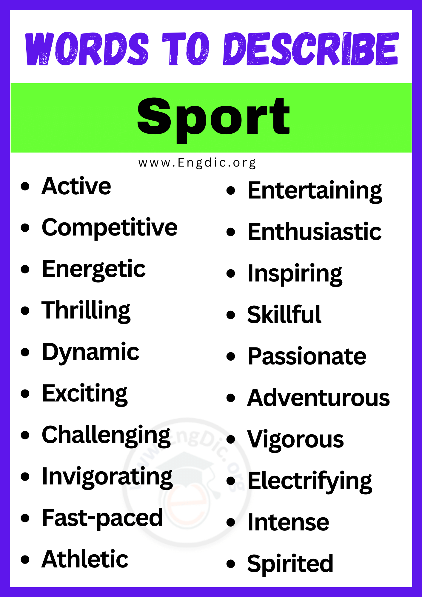 20 Best Words To Describe A Sport Adjectives For Sport EngDic