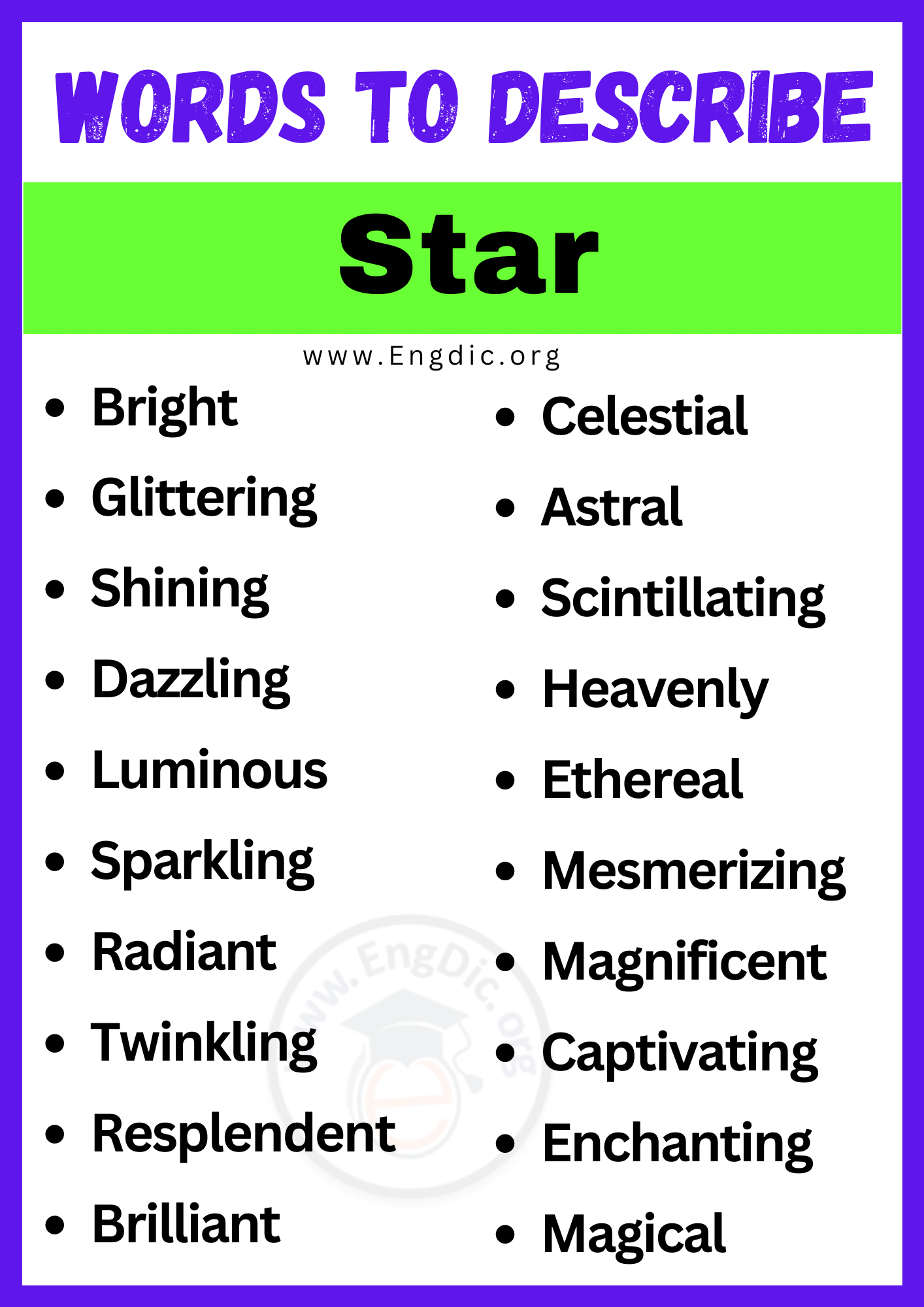 Words to Describe a Star