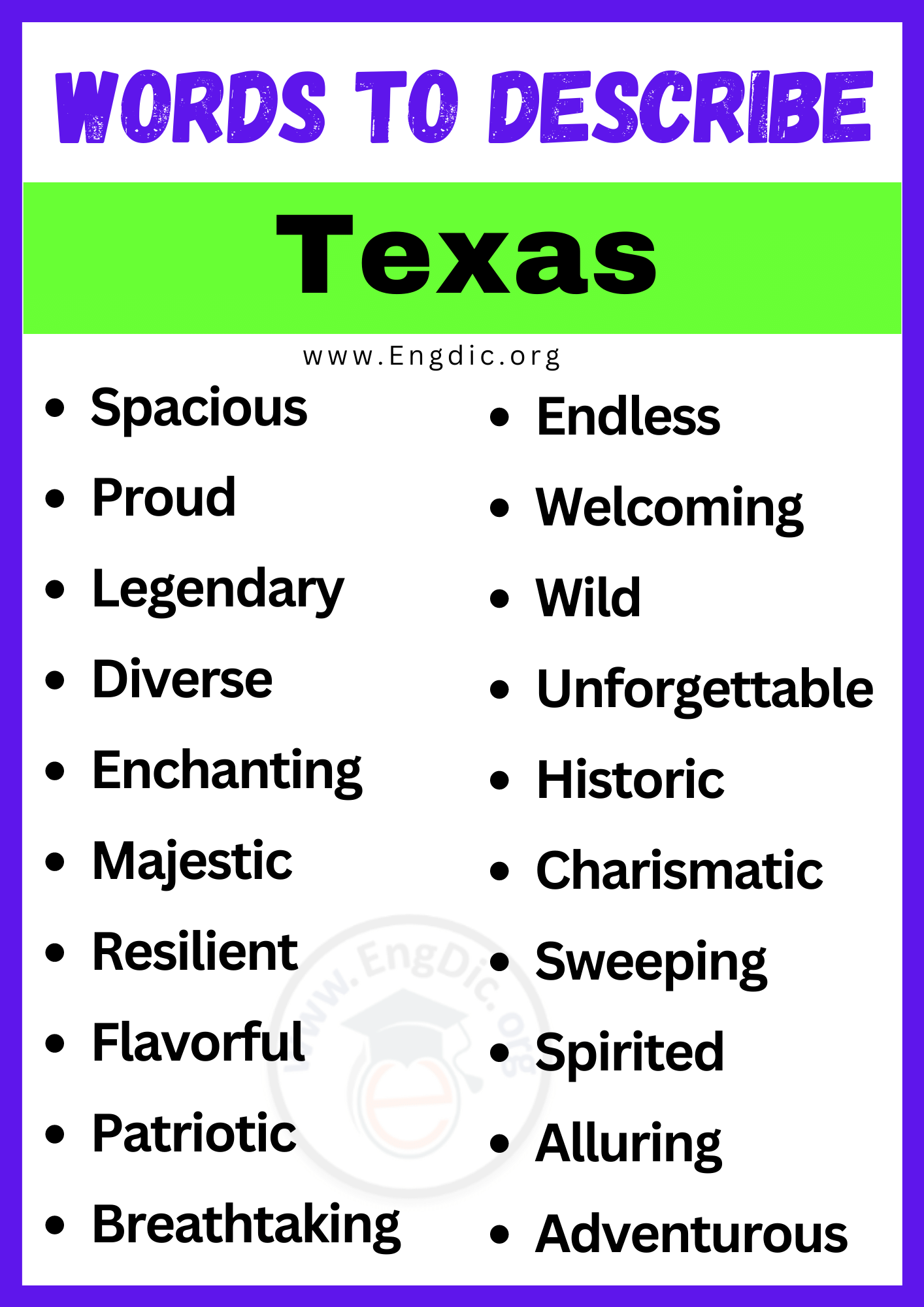 Words to Describe a Texas