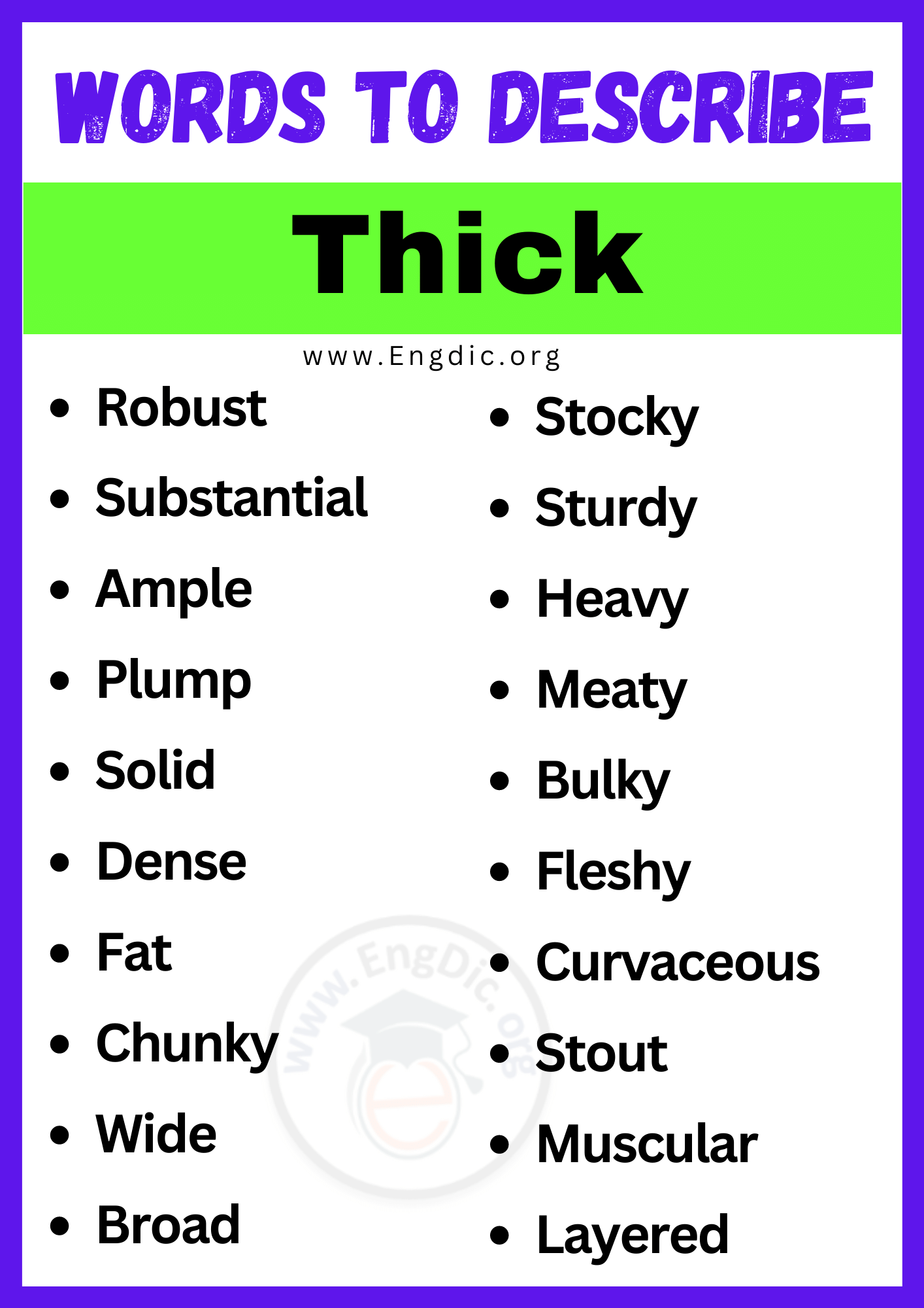 Words to Describe a Thick