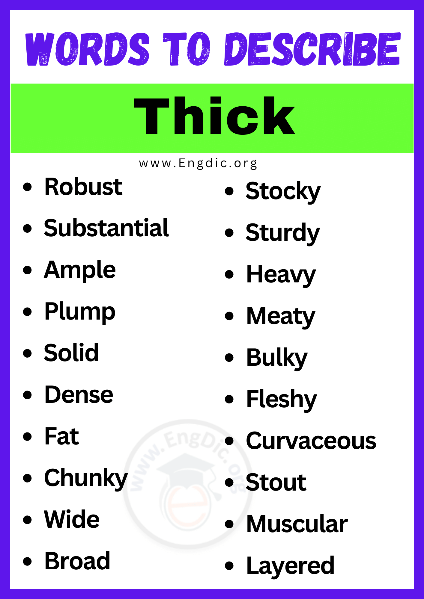 Best Adjectives For Thick Words To Describe A Thick Engdic