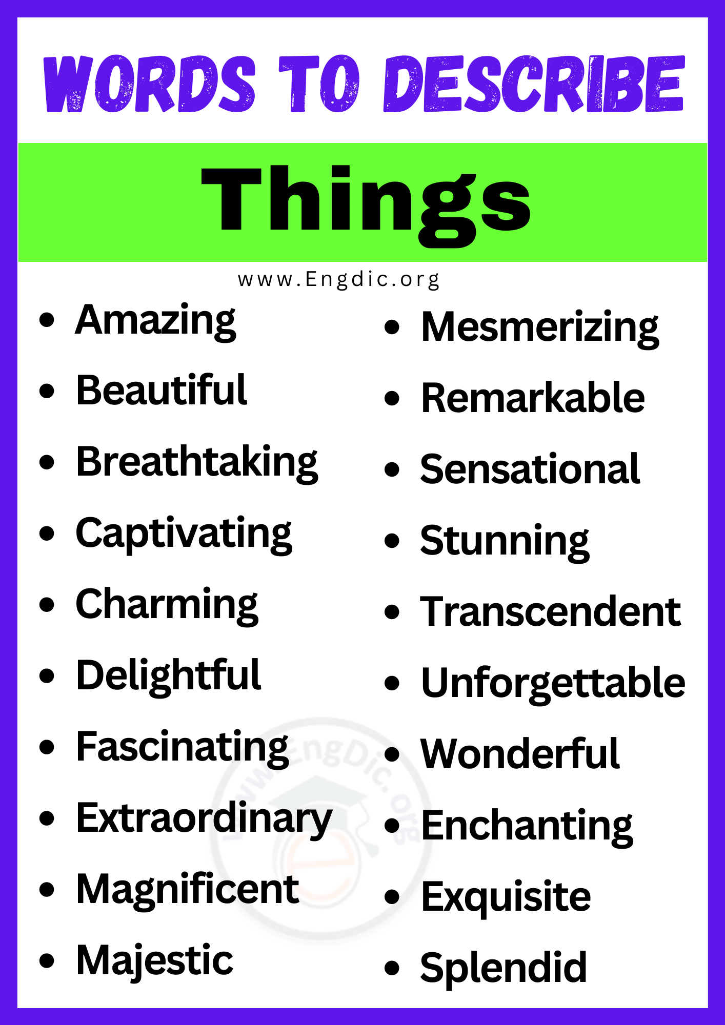 Words to Describe a Things