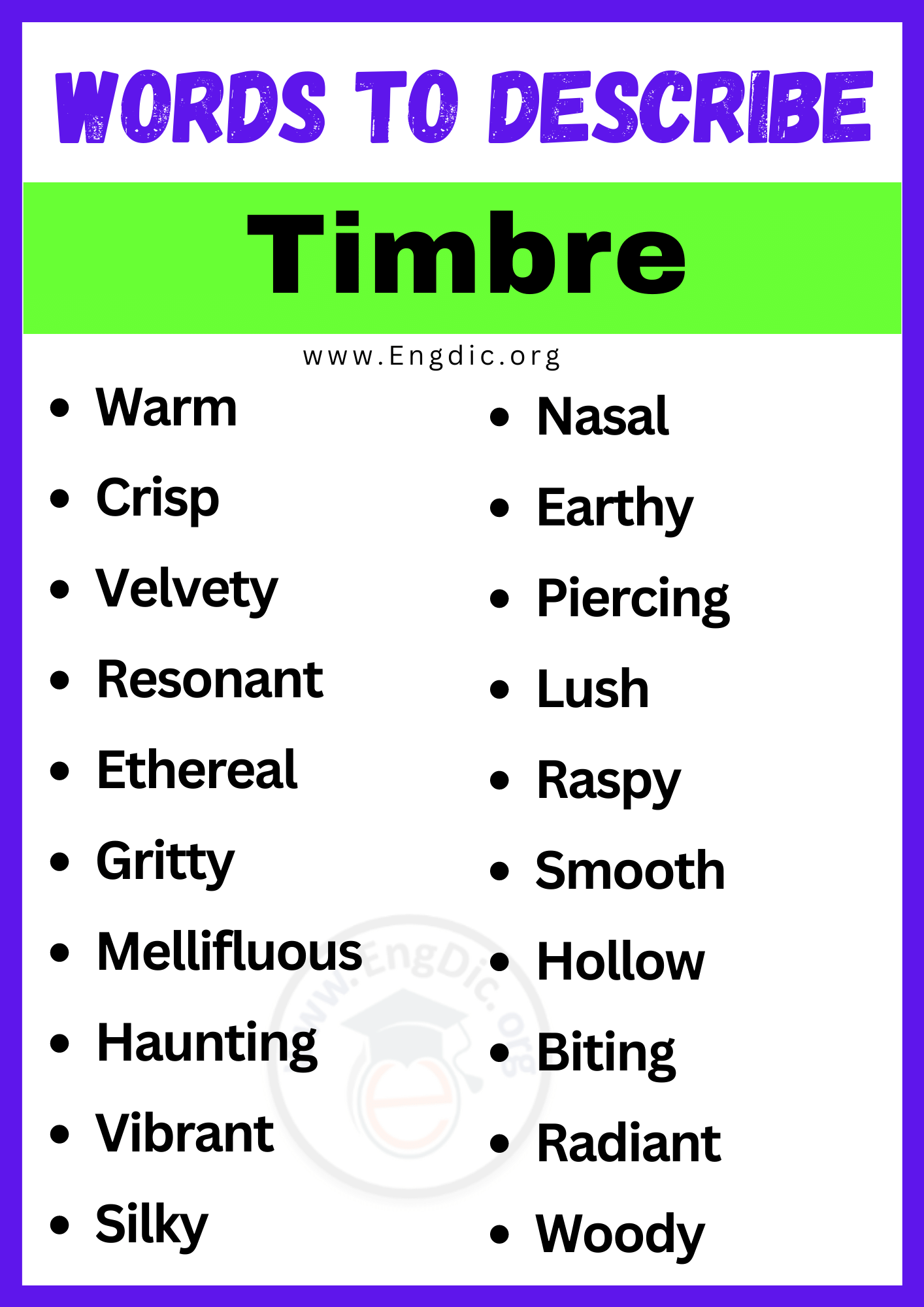 Words to Describe a Timbre