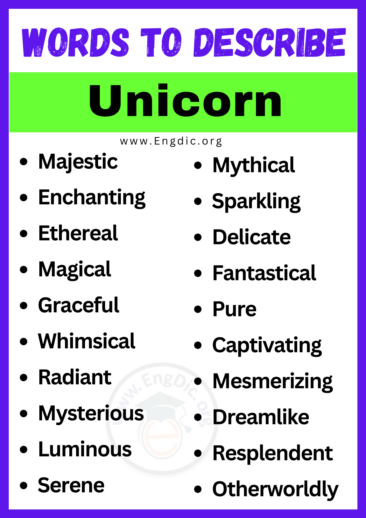 Words to Describe a Unicorn