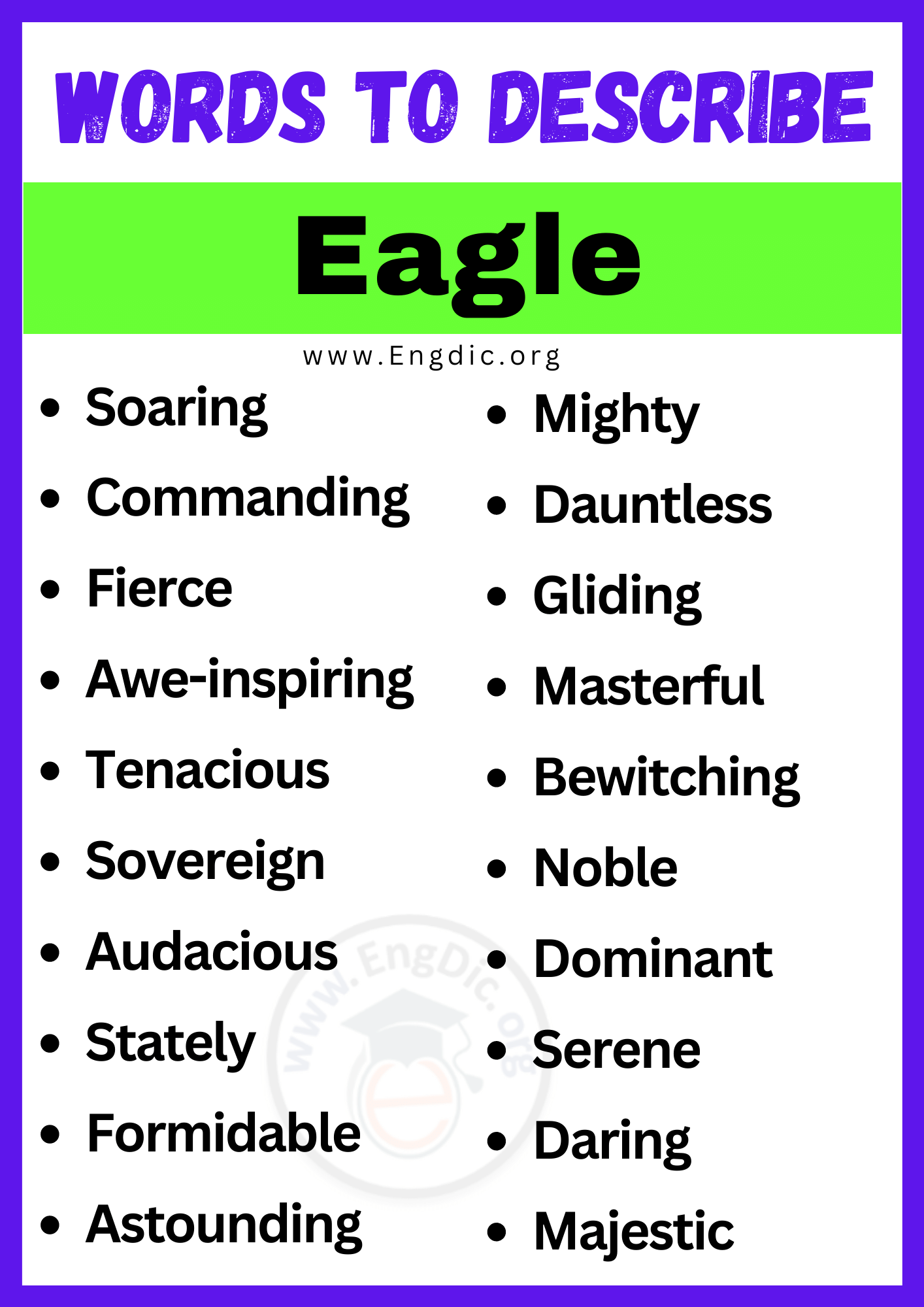 ords to Describe Eagle