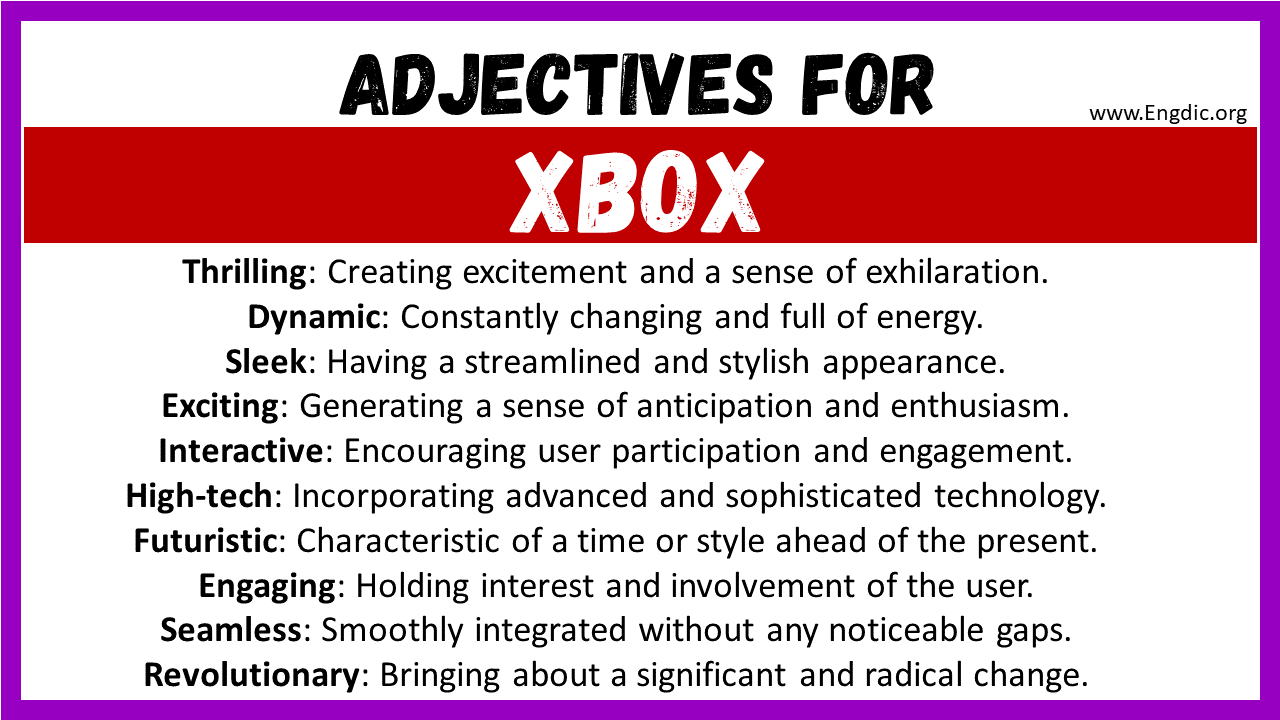 popular Adjectives for Xbox