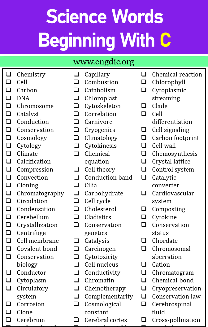 science words that start with c