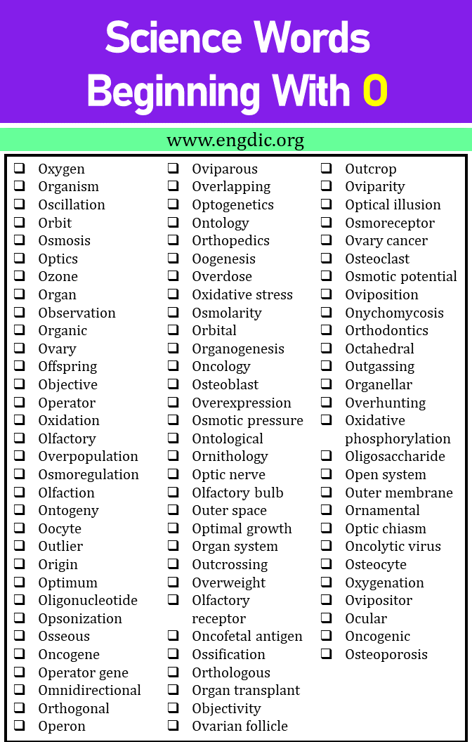science words that start with o