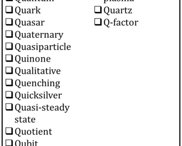100 Science Words that Start With Q
