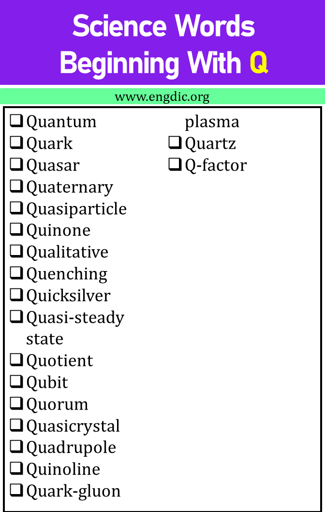 science words that start with q