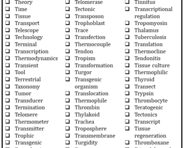 100+ Science Words that Start With T