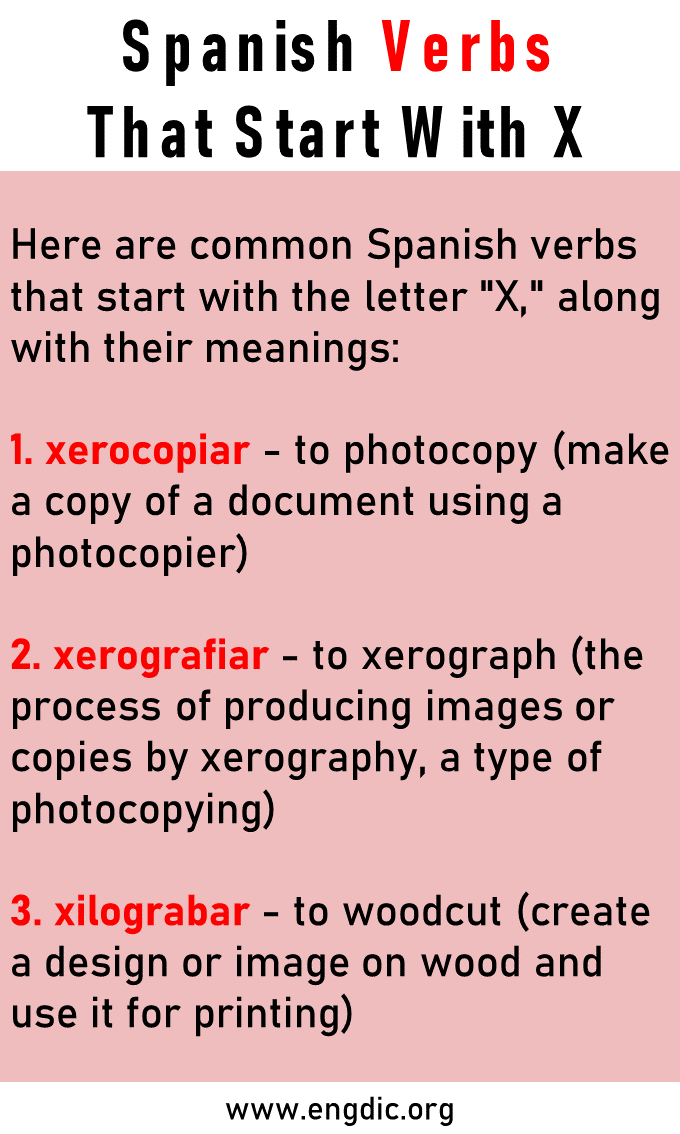 spanish verbs that start with x