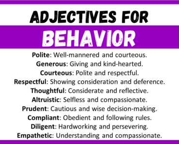 20+ Best Words to Describe Behavior, Adjectives for Behavior