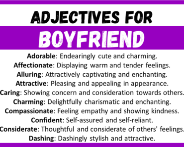 20+ Best Words to Describe Boyfriend, Adjectives for Boyfriend