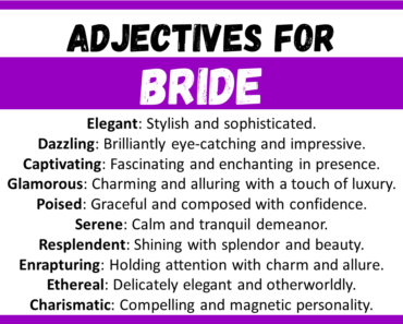 20+ Best Words to Describe Bride, Adjectives for Bride