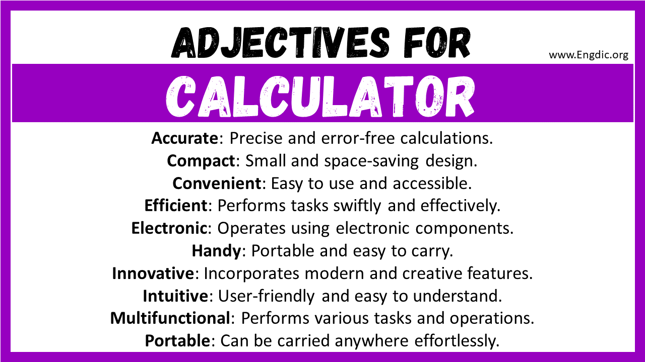 Adjectives for Calculator