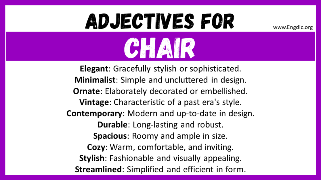 20+ Best Words to Describe Chair, Adjectives for Chair EngDic