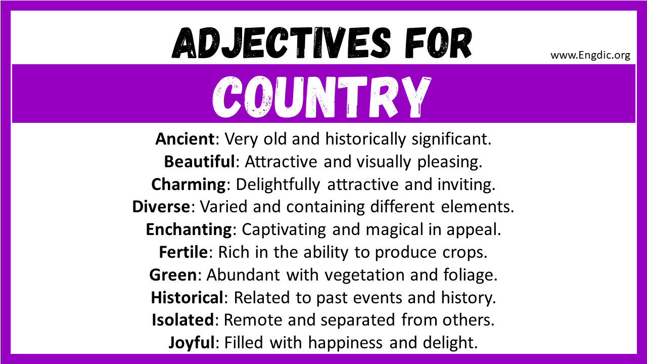 20+ Best Words to Describe Country, Adjectives for Country - EngDic