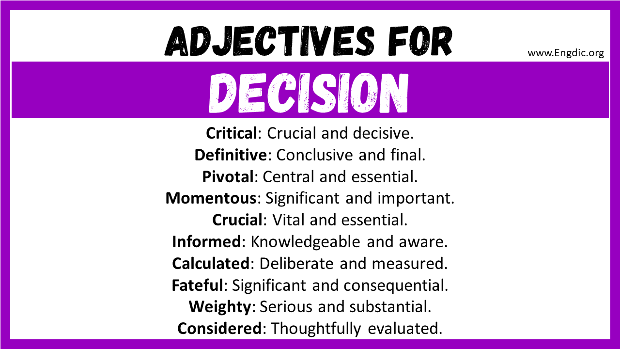 Adjectives for Decision