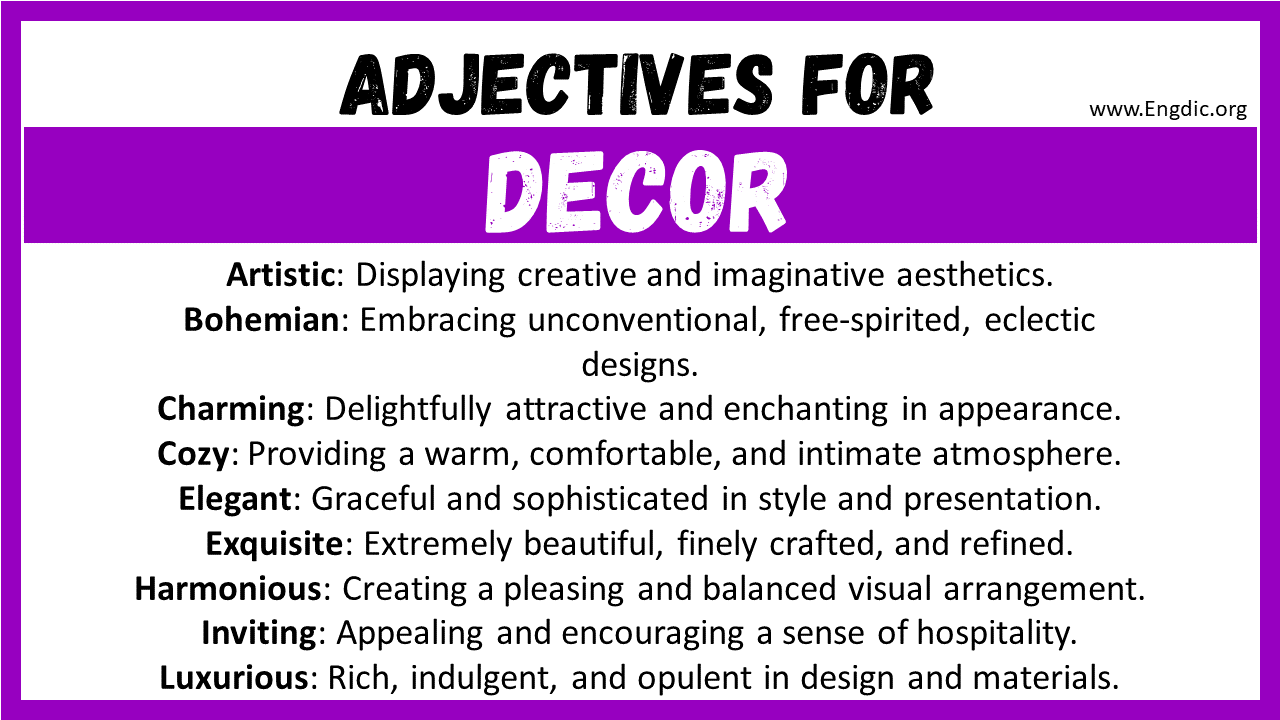 Adjectives for Decor
