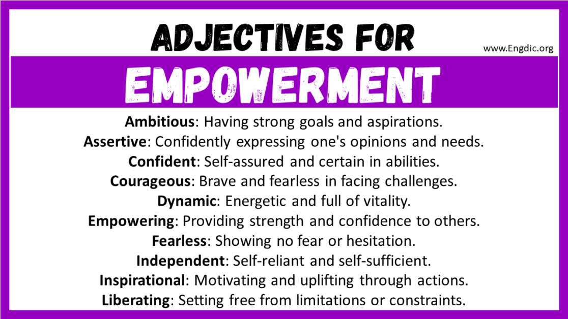 20+ Best Words to Describe Empowerment, Adjectives for Empowerment - EngDic