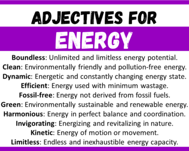 20+ Best Words to Describe Energy, Adjectives for Energy