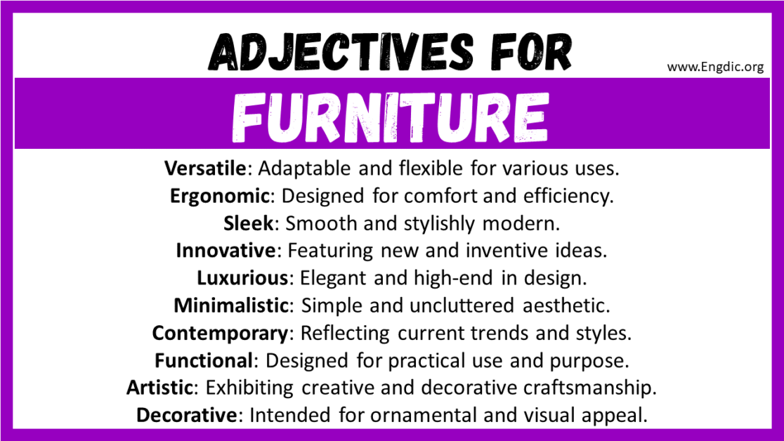 20+ Best Words to Describe Furniture, Adjectives for Furniture EngDic