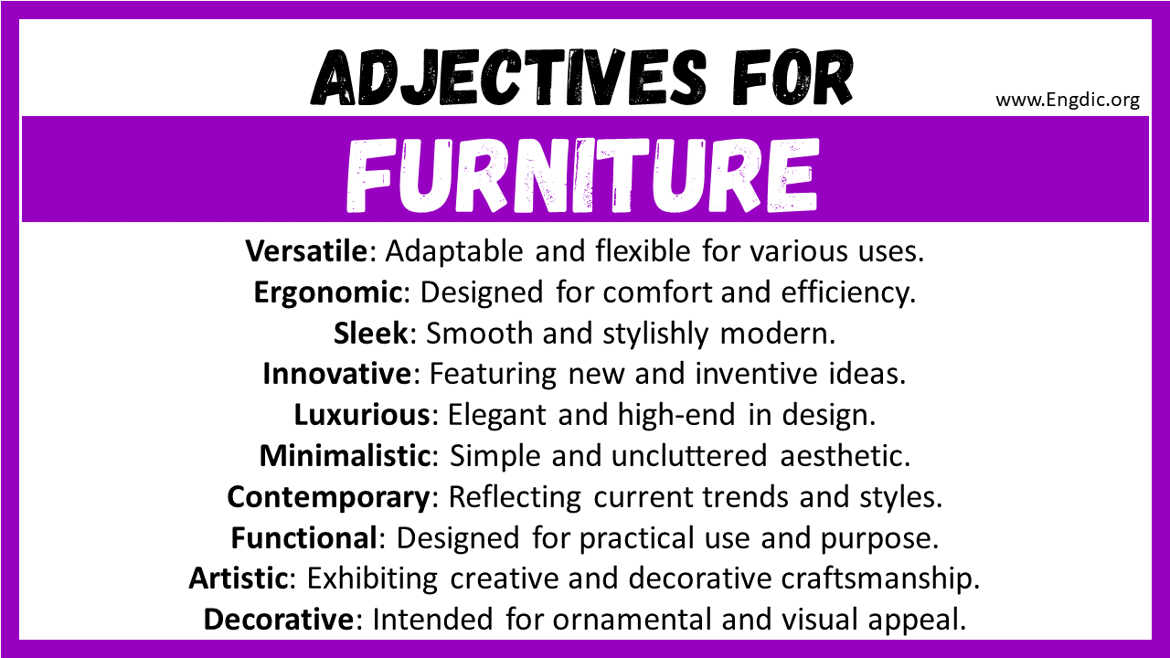 Adjectives for Furniture