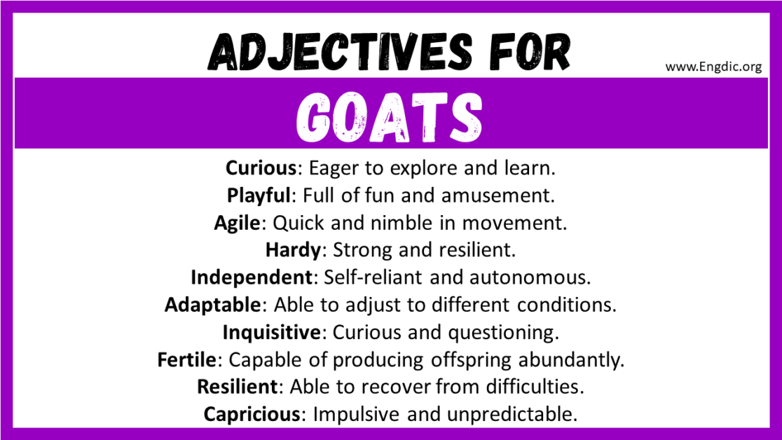 20+ Best Words to Describe Goats, Adjectives for Goats - EngDic