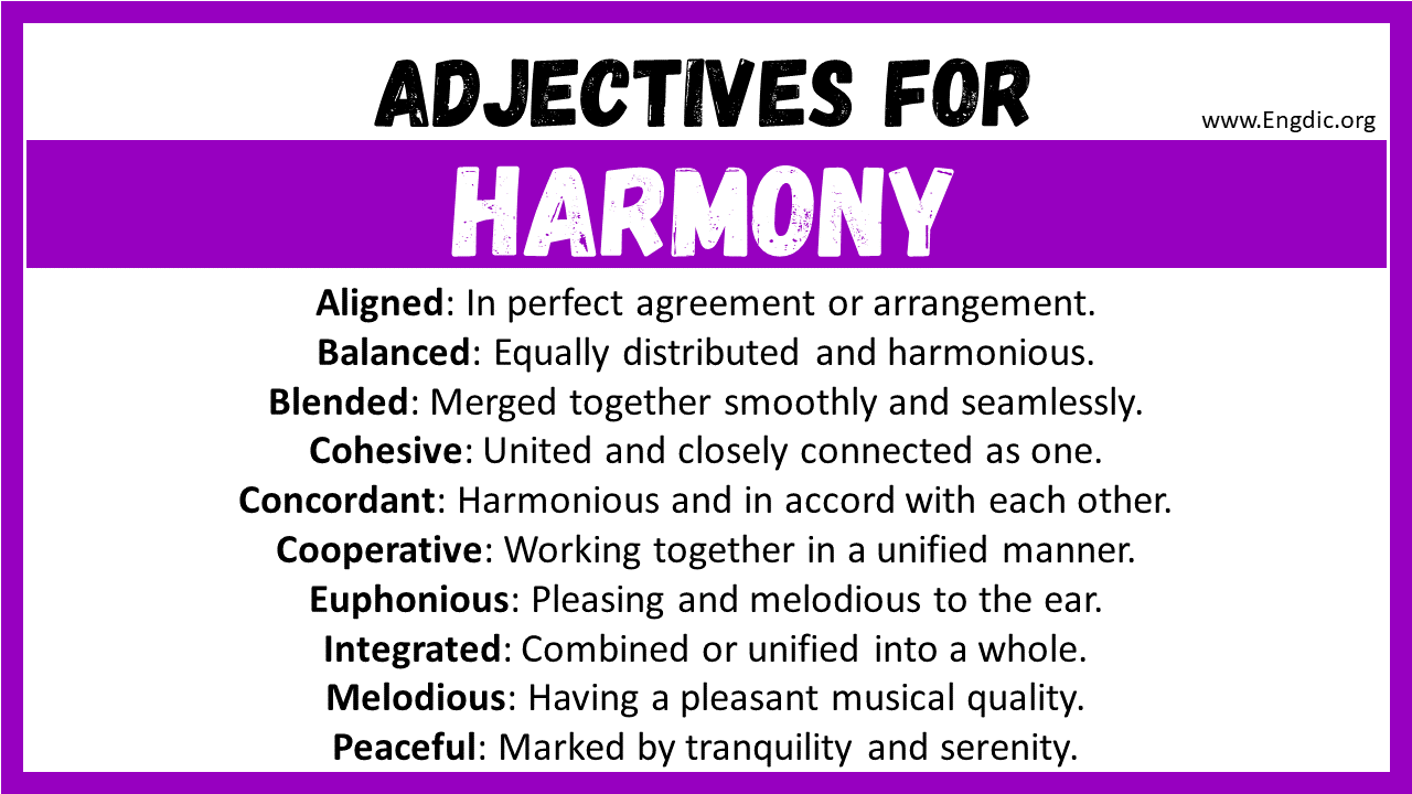 Adjectives for Harmony