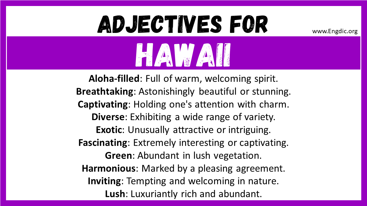 Adjectives for Hawaii