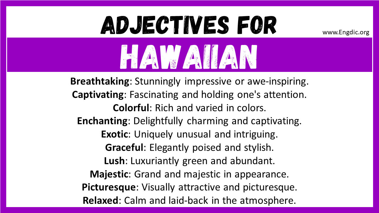 Adjectives for Hawaiian