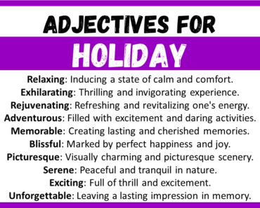 20+ Best Words to Describe Holiday, Adjectives for Holiday