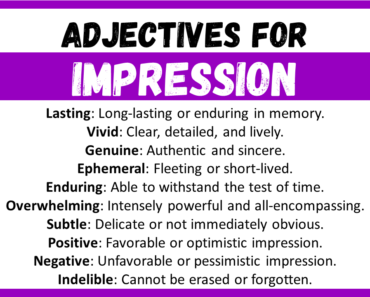 20+ Best Words to Describe Impression, Adjectives for Impression