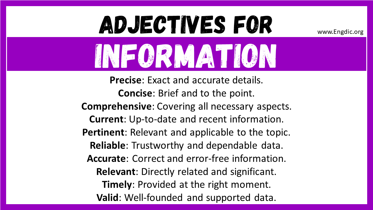 Adjectives for Information